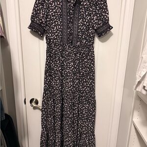 Chic Black and Pink Floral Maxi Dress